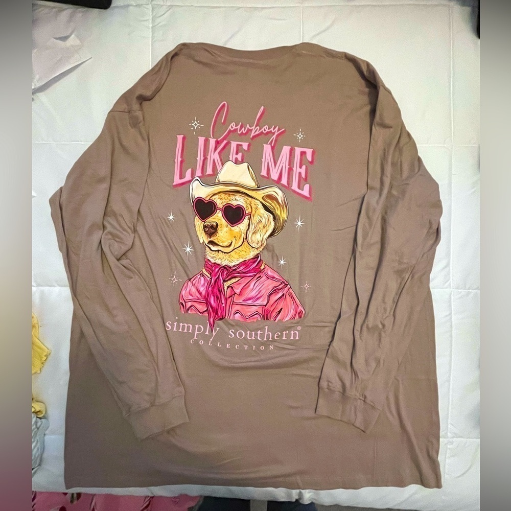Simply Southern “Cowboy Like Me” Size Large. Medium. Brown